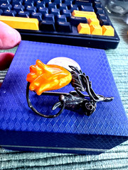 Vintage Soviet Butterscotch Baltic Rose Amber Silver Brooch/Pin