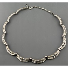 Vintage Trifari Necklace Double Baguette Rhinestones Art Deco Hook Clasp 16″