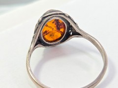 VTG Sterling Silver Baltic Amber Ring Flower V-8 Designer Valerio Size 11.75