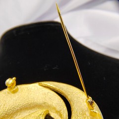 VTG Tona Gold Tone Brooch Pin Swirl Drip Multiple Textures Modernist Signed