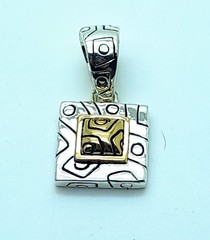Vintage unique style Two Tone square shape Pendant charm fashion jewelry #15