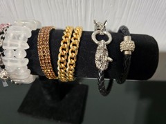 Mixed Lot of 18 Multicolor Bracelets Bangles Cuffs Mixed Metals Materials (18)