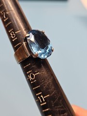 STERLING SILVER LARGE LONDON BLUE TOPAZ Oval Brilliant Cut 925 Ring size 9 (OK)
