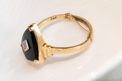 14k Gold Ring Art Deco 1920’s B&F Black Onyx w Diamond