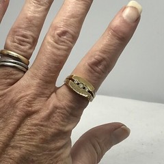 Vintage 18KT HGE Gold Plated & Cubic Zirconia in 3 Stone Ring varied sizes