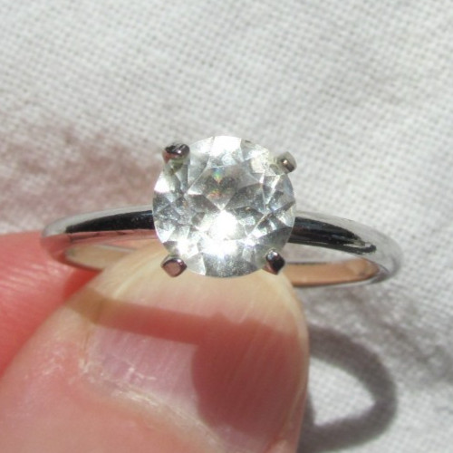 Antique Uncas Mfg Co. Cubic Zirconia Solitaire Ring U with Arrow Stamp Size 8.5