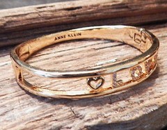 Retro Vintage ANNE KLEIN Pave Crystals Slide LOVE Cuff Bracelet NWOT S11