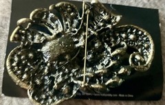 Metal Gallery Ribbon Brooch Pin Multi Colored Stones New