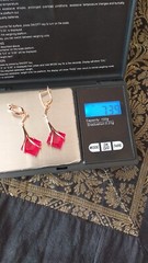 Vintage 1990s 14 Ct Rolled Gold Ruby / Zircons Earrings-Hallmarked 585 RG.