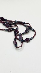Genuine Almandine Garnet Unusual Geometric Rhombus Bead Necklace Clasp-Free
