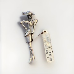 Sterling Silver 925 Fashionable Deco Lady Brooch 2 1/2 inches 9.4 grams