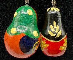 Vintage Hand Painted Wood Russian Nesting Doll Pendants Lot (incl. chains)