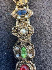 Gorgeous Vintage 1960’s GOLDETTE Gold Victorian Revival Slide Charm Bracelet