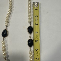 Vintage 40” Pearl & Onyx Necklace 3oz Great Gatsby Look