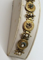 Vintage “Art” Jewelry Co. Panel Book Chain Bracelet Stars Moon Flower