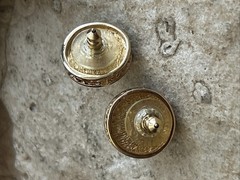 38. Christian Dior Gold tone White Creamy Faux Pearl Stud Earrings 17mm, 9.7g