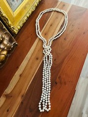 Vintage 102” Knotted Freshwater Pearl Endless Necklace Long Rope Flapper Opera