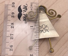 Metal Modern Art Silver Tone Gold Tone Girl Child Brooch
