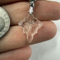 Vintage Cut Crystal Clear Glass Etched Starburst Dainty Dangle Earrings