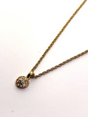 NINA RICCI NR Logo Rhinestone Necklace Gold Tone Vintage 39-43cm