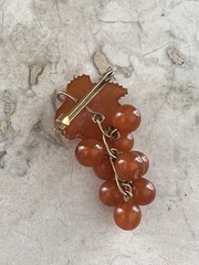 Vintage Russian Amber Leaf Grape Cluster Pin Brooch Pendant 2″ Long