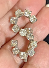 Vintage Rhinestone Letter [S] Silver Tone Pin Brooch 1.25in