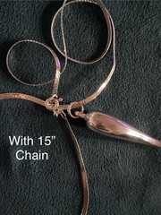 Sterling Silver 925 2” Italian Horn Pendant & 18” Flat Snake Chain Necklace