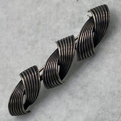 Vintage Theodor Klotz Teka Modernist 835 Silver Pin Brooch GERMANY~Twisted Rope