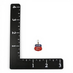Sterling Silver LETS ROLL Charm for Bracelet Red Blue Enamel USA Pendant Shield