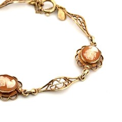7” Vintage AMCO 1/20 14k Gold Filled Cameo Bracelet 6.3g
