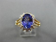 ESTATE LARGE 2.05CT DIAMOND & TANZANITE 14KT YELLOW GOLD ENGAGEMENT RING #25527
