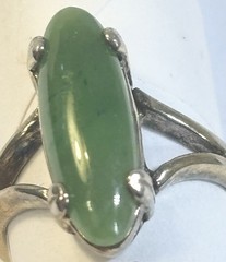 Vintage Sterling Silver Jade Ring Size 5 6mm X 17mm Center