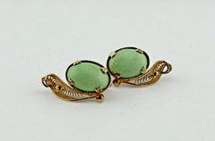 Vintage Designer Sorrento Sterling 925 Silver Green Turquoise Clip On Earrings