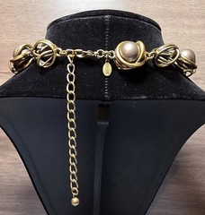 Vintage Chico’s Chunky Brutalist Pearl & Cage Collar Necklace