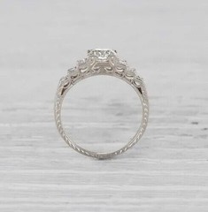 White Diamond 2.10 Ct Art Deco Vintage Wedding Ring 925 Sterling Silver