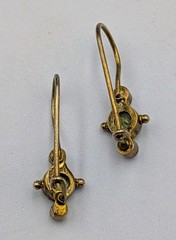 2 Pair – Vtg Sterling Silver Green Glass & 1 FW Pearl Hook Dangle 925 Earrings