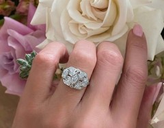 0.52ct Vintage Filigree Platinum Ring Natural Marquise Diamond SI1-H