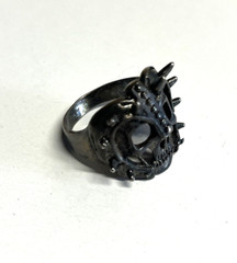 Vintage G & S Gordon Smith 1985 Skull Mask Black Signed Biker Ring Sz 11.75