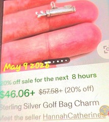 VINTAGE-COLLECTIBLE 3-D STERLING SLV GOLF BAG & CLUBS, PENDANT/CHARM, SIGNED 925