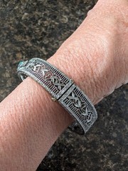Antique Art Deco/Art Nouveau Filigree Bracelet Blue Glass