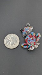 Vintage Frog Brooch Multicolor Rhinestone Whimsical Cute Animal Pin