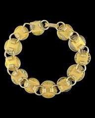 Antique Victorian Bracelet Series of Gold Plated Buttons Charms