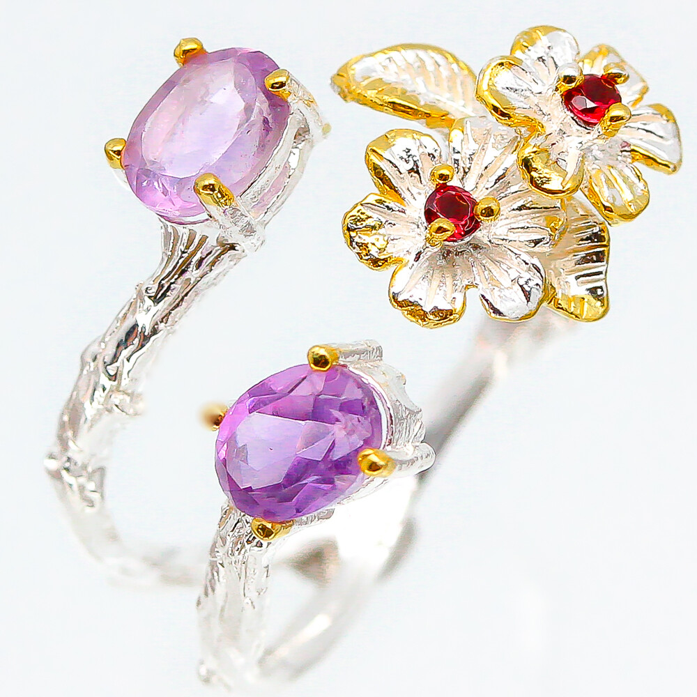 Jewellery Natural Amethyst Silver 925 Sterling Ring /RVS120