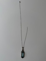 Antique Art Deco Approx. 11Ct 22x11mm Aquamarine Colored 835 Silver Pendant