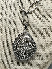 Sterling Silver Fossil Charm Chain Necklace 16″ Chain, 1.5″ pendant ne02