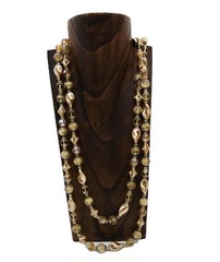 Vendome Necklace Topaz AB Champagne Crystal Long Strand Vintage Faceted 56 in
