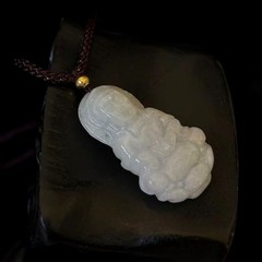 Burmese Natural Jade Jadeite Pendant ‘The Buddha’, 30x17mm, with adjustable cord