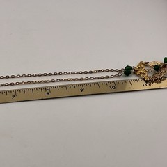 Vtg Necklace GoldT MCM Green Lucite Beads Asian Style Feminine 20” Boho Chic