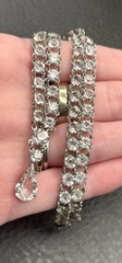 Vintage Art Deco Open Back Crystal Tennis Necklace Silver Tone Y Drop Choker