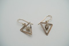 Vintage Sterling Silver 3d Handmade Dangle Earrings 3.2cm JB39